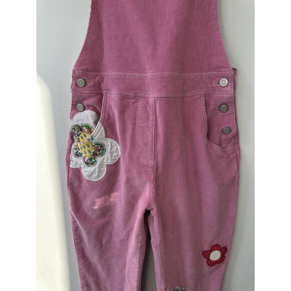 Boden Pink Corduroy Overalls Embroidered Flower Patches Kid Teen Size Age 13-14Y - Picture 14 of 16